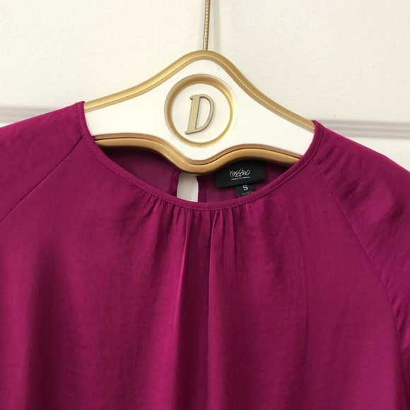 Mossimo High/Low Top in Burgundy w/Peplum Style Bottom & Bell Sleeves - Picture 2 of 11